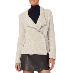 IRO Miraspe Fringe Tweed wrap Jacket size S-36
